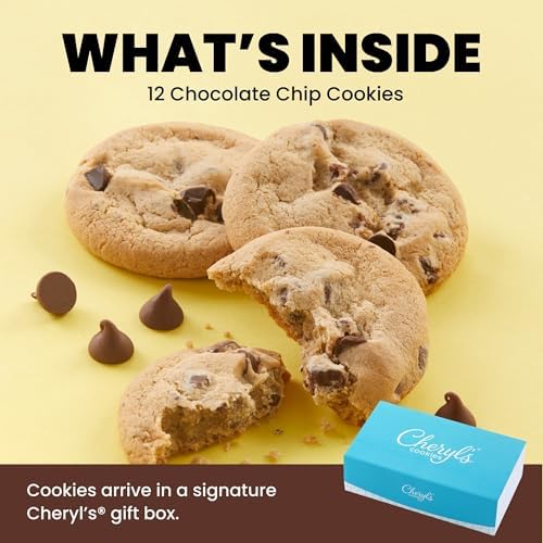 Cheryl's Cookies® Chocolate Chip Cookie Gift Box, w/12 Soft & Chewy Chocolate Chip Cookies, Individually Wrapped in Gift Box, Kosher, For Any Occasion, Family, Friends, Loved Ones, Coworkers