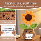 Thank You for Helping Me Grow Gifts for Teacher,Mom,Dad Appreciation Gifts for Women Men, Retirement End of Year Daycare Mentor Tutor Thank You Present, Handmade Crochet Sunflower Desk Decor