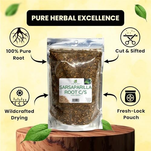 Herb To Body Sarsaparilla Root Cut & Sifted – 4 oz, Wildcrafted Smilax Medica Dried for Sarsaparilla Tea & Herbal Tea, Jamaican Herb for Wellness and Traditional Uses