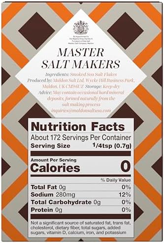 Maldon - Smoked Sea Salt Flakes, 4.4 oz (125 g) - Unique Pyramid Shaped Salt Flakes - Gently Smoked Over Oak - Perfect for a Wide Range of Dishes, Hand-Harvested for Four Generations