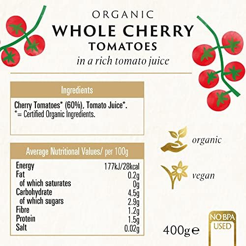 Biona Organic Whole Cherry Tomatoes 400 g (Pack of 12)