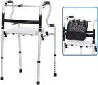 300LBS Lightweight Folding Walker with Seat,Storage Bag,Adjust Height (5'-6'5"), 2-in-1 Fixed/Cross Modes, Stable Aluminum Mobility Aid for Seniors, Post-Surgery Patients & Mobility-Impaired
