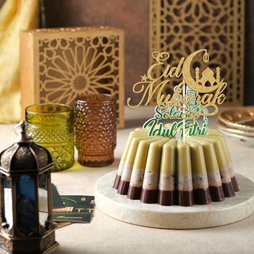 Gold Glitter Eid Mubarak Cake Topper, Muslim Islam Party Decorations, Ramadan Hajj Mubarak Eid Festival Anniversary Party Decorations