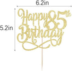 Gold Glitter Happy 85th Birthday Cake Topper,Cheers to 85 Years,happy 85th Birthday Cake Topper,85th Anniversary Cake Topper， men and women 85 years old happy birthday Party Decoration