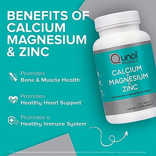 Qunol Calcium 3 in 1 Tablets with Calcium, Magnesium & Zinc for Immune Support, Bone, Nerve, and Muscle Health Supplement, 270 Count
