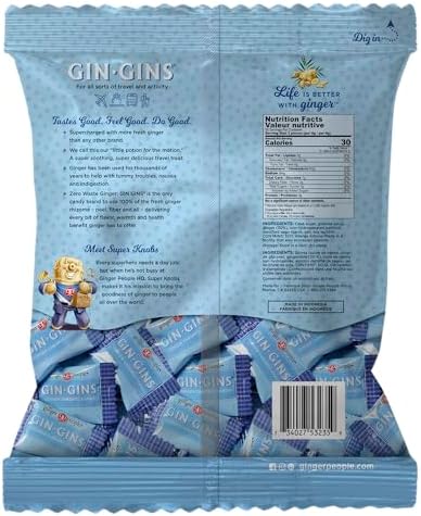 GIN GINS Super Strength – Natural Ginger Candy by The Ginger People – Individually Wrapped Healthy Candy – Super Strength Flavor – Large 1 lb Bag (16oz) – Pack of 1