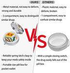 Small Travel Pill Case, Round Metal Pill Box for Pocket Purse, 3 Compartment Portable Pill Holder, Mini Pill Organizer for Travel or Daily - Owl