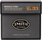 Steven Smith Teamaker Masala Chai No. 33, Caffeinated, Sugar-Free, Spiced, Full Leaf Black Assam Tea Blend, Tea Bags 15 Sachets, 1.8oz each