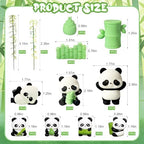 15Pcs Panda Cake Topper Panda Figurines Cake Decoration with Bamboo for Panda Birthday Party Supplies
