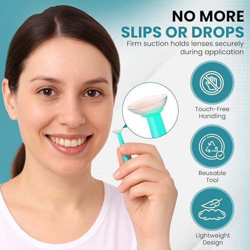 SPORTS WORLD VISION Soft Contact Lens Green Inserter Remover 3pc For Monthly and Daily Contact Lenses Suction Holder