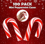 Gift Boutique 100 Pack Christmas Mini Candy Canes Individually Wrapped Peppermint Flavor Red & White Cane Holiday Treats Xmas Decorations Gifts Party