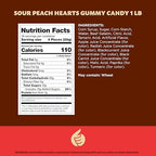 Peach Hearts Gummy Candy | 1-Pound Bag | Sweet and Sour Dye Free Candy Hearts | Soft Peach Gummies for Gifting, Buffets, Party Favors and Dessert Topping