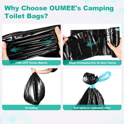 Portable Toilet Bags with Poo Gel Set, 8 Gallon Camping Toilet Bags with Absorbent Gels, Waste Bags, Leak-Proof Trash Bag for Camping Potty, Traveling