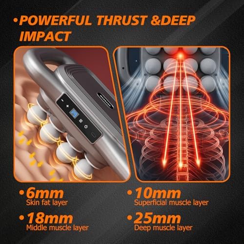 Massage Gun Deep Tissue with 16 Heads, 9 Modes & 9 Levels – Full Body Muscle Massager for Fascia, Electric Percussion Massager Gun for Muscles