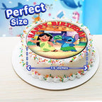 7.5 Inch Lilo Kids Fun Cake Topper – Round Edible Birthday Cake Decorations, Happy Birthday Cake
