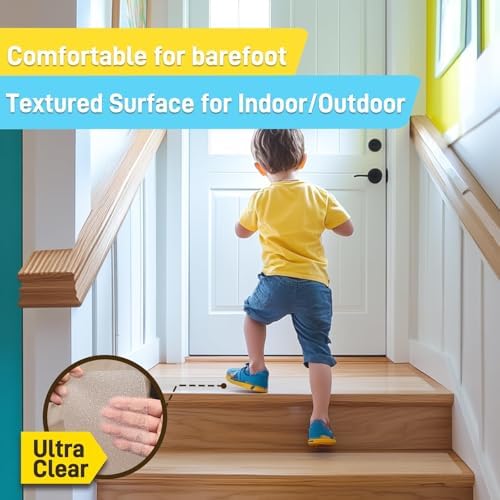 LifeGrip Stair Treads Non-Slip (20PCS), Anti Slip Transparent Stair Treads Tape for Indoor Wooden Step (4"X28"X20P-Treads)