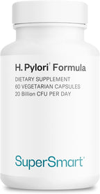 Supersmart H. Pylori Formula 20 Billion CFU per Day - Natural Probiotic Lactobacillus Reuteri DSM 17648 Supplement | Non-GMO & Gluten Free - 60 Vegetarian Capsules
