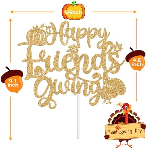 Happy Friends Giving Cake Topper, Funny Thanksgiving Turkey Cake Décor, Fall Thankful Friendsgiving Party Decorations Supplies