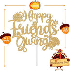 Happy Friends Giving Cake Topper, Funny Thanksgiving Turkey Cake Décor, Fall Thankful Friendsgiving Party Decorations Supplies