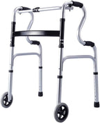 Zimmer Frame with Wheels Folding Lightweight Mobility Walking Aid (Color : Silver)