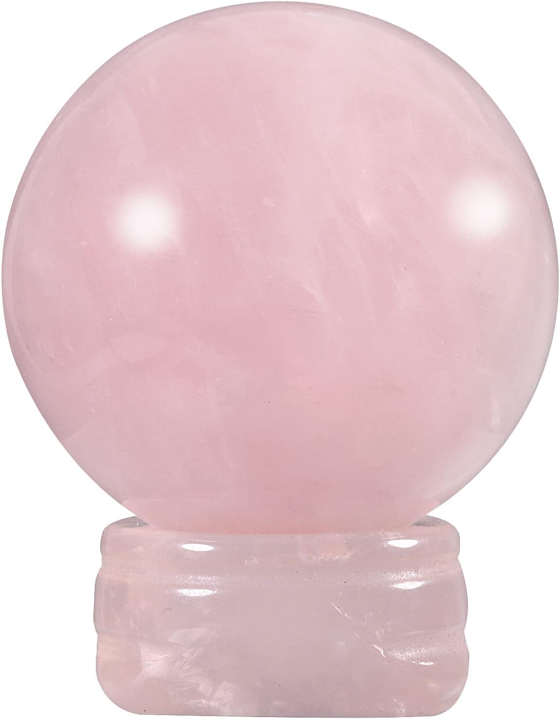 mookaitedecor Natural Rose Quartz Crystal Ball (40mm) with Stand, Polished Stone Sphere Sculpture Figurine for Fengshui Display Divination Home Decoration