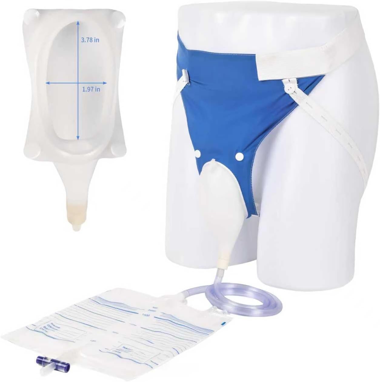 2026 Upgraded Urine Collection Bag, Reusable Condom Catheters with 1000ml & 2000ml Bags, Portable & Comfortable Wearable Urinary Drainage System (Elderly Men)