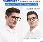 MARE AZZURO Oversized Square Reading Glasses Men Large Readers Big Face 1.0 1.25 1.5 1.75 2.0 2.25 2.5 2.75 3.0 3.5 4.0 5.0 6.0 (Black, 1.50)