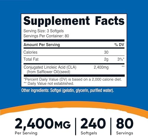 Nutricost CLA (Conjugated Linoleic Acid) 800mg, 240 Softgels