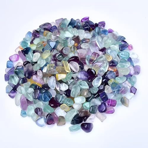 Erliway 100g Natural Rainbow Fluorite Crystal Chips, 7-9mm Tumbled Chips Crushed Crystal Stones, Polished Crystal Chips for Vase Filler Healing Reiki Crystal Jewelry Making Home Decor Aquarium Gravel