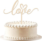 wood Love Cake Topper,Valentine's Day/Wedding Theme/Bridal Shower/Engagement Anniversary Party Decoration