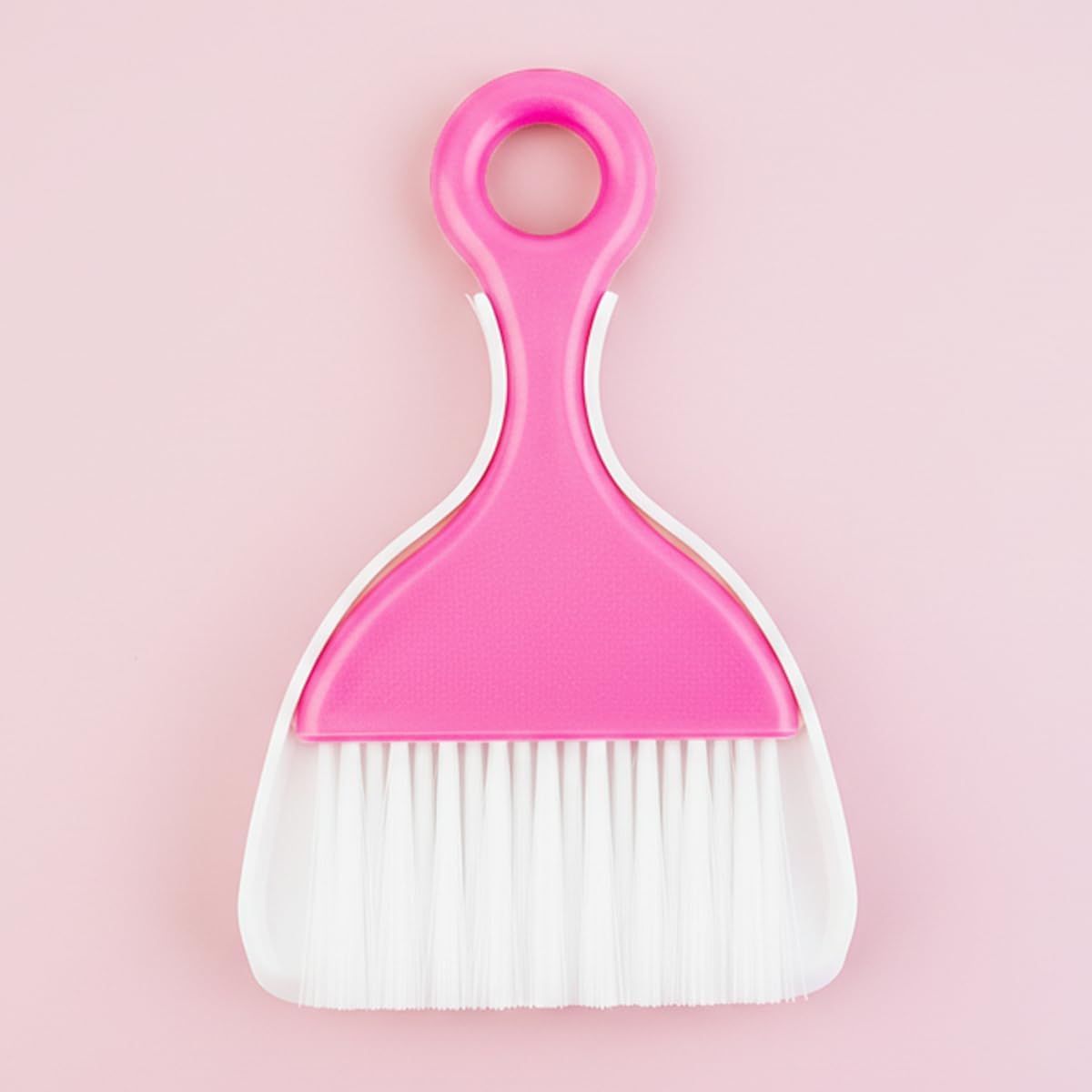 1 Pcs Mini Broom and Dustpan Set for Table, Dust Pan and Brush Set Tiny Cleaning Table Sweep for Car Desk Keyboard (Pink)