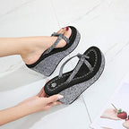 Matari Women's super high heel cool slippers sequins water diamond high flip-flops