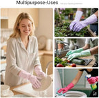 ThxToms 4 Pairs Nitrile Cleaning Gloves, Latex free Reusable Dishwashing Gloves for Women, Kitchen and Bathroom Cleaning, Non-Slip &Flexible, 10 Mil, Colorful, M