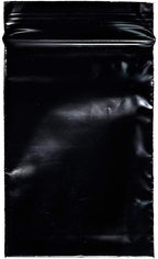 uGems 2" x 3" Black Resealable Bags – 100 Pack 2 Mil Plastic Storage Bags for Crafts, Jewelry, Office Supplies, Beads, and Small Items – sku: r23bk-100