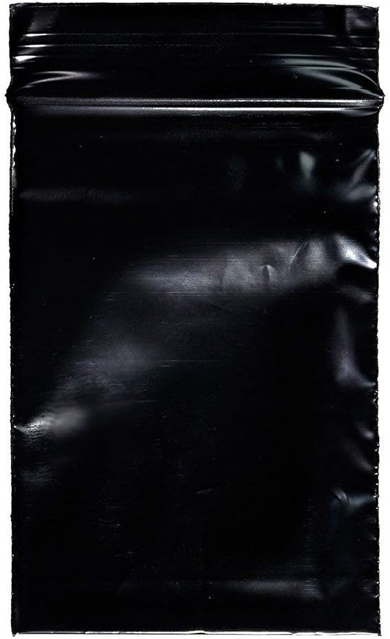 uGems 2" x 3" Black Resealable Bags – 100 Pack 2 Mil Plastic Storage Bags for Crafts, Jewelry, Office Supplies, Beads, and Small Items – sku: r23bk-100