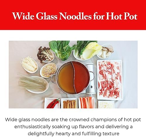 Wang Wide Glass Noodles - Korean Sweet Potato Glass Noodles for Japchae & Hot Pot - Sweet Potato Starch - Gluten Free, Vegan - Pack of 1 (10.58 oz)