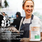 Bronson Super B100 Vitamin B Complex Sustained Release Contains All B Vitamins (Vitamin B1, B2, B3, B6, B9 - Folic Acid, B12), 120 Tablets