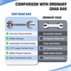 DAILYLIFE Grab Bars for Bathtubs and Showers, 15 inch Shower Handles for Elderly Suction, 300lbs Safety Shower Grab bar for Seniors and Elderly, Silver(1 Pack)