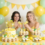25PCS Lemon Bridal Shower Cake Decorations, She Found Her Main Squeeze Cake Topper and Lemonade Cupcake Toppers, Glitter Fruit Theme Wedding Engagement Bachelorette Birthday Party Supplies