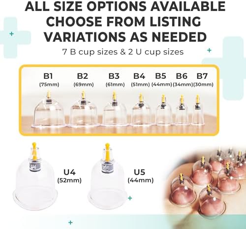 [100 Pack] Bulk Cupping Set for Massage Therapy - B1 B2 B3 B4 B5 B6 B7 U4 U5 - B6 (1.33 in) - Wholesale Professional Cupping Therapy Set, Cuppings Massage Kit, Physical Therapy Kit [No Pump Included]
