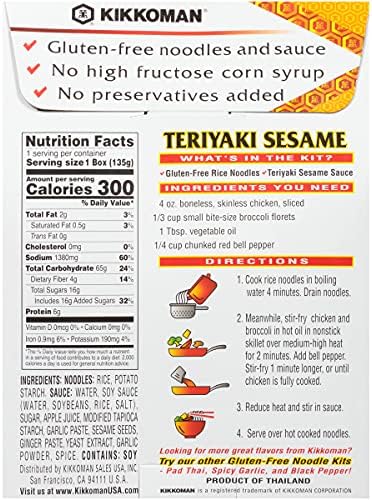 Kikkoman Gluten-Free Teriyaki Sesame Noodle Kit With Sauce, 4.8 Oz (Pack Of 6)
