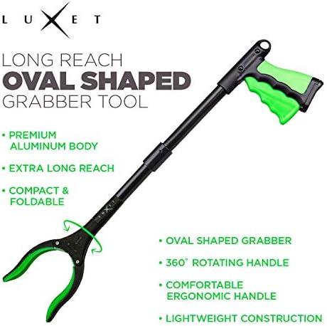 Grabber Reacher Tool 19 Inch Long, Foldable Pick Up Stick - Strong Grip Magnetic Tip - Heavy Duty Trash Picker Claw Reacher Grabber Tool Elderly Wheelchair Mobility Aid (Green)