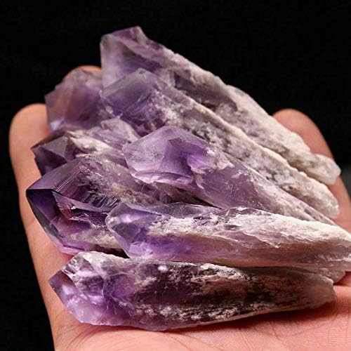 Acxico 1Pcs Natural Raw Amethyst Quartz Crystal Cluster Healing Crystal Wand Specimen Decor Home Decoration