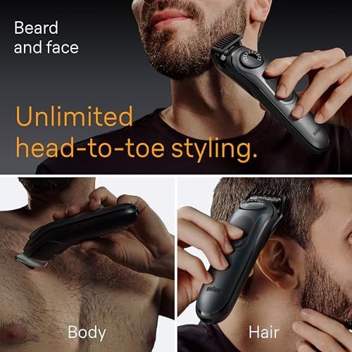 Braun All-in-One Style Kit Series 5 5471, 8-in-1 Trimmer for Men with Beard Trimmer, Body Trimmer for Manscaping, Hair Clippers & More, Ultra-Sharp Blade, 40 Length Settings, Waterproof