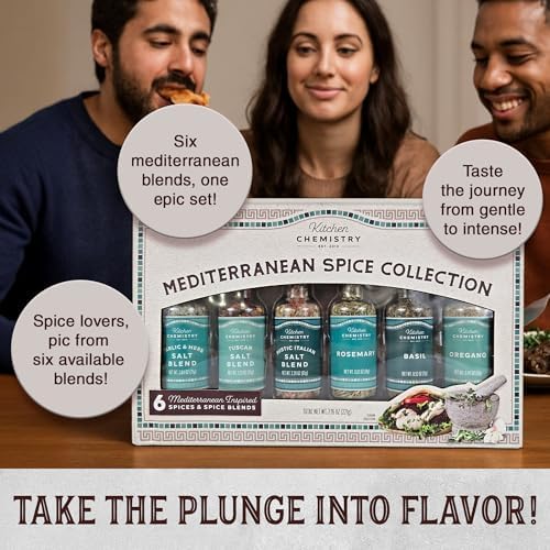 Mediterranean Spice Collection – Gourmet Spices and Seasonings Set with Italian Seasoning, Sea Salt, and Himalayan Pink Salt for Cooking