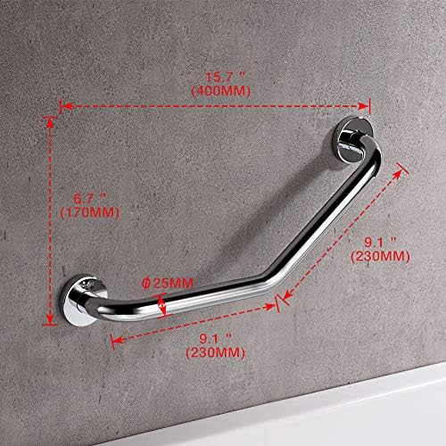 Ibergrif M34017 Bathroom Grab Bar, Wall Mounted Shower Grab Handle Safety Support Rail Stainless Steel Handicap Grab Bars for Pregnant Elderly Injury Senior Assist Bath Handle(40CM)