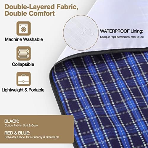 Adult Bibs, 3 Pcs Washable Clothing Protector with Crumb Catcher for Eating, Reusable Waterproof Large Feeding Adult Bibs for Men Women Elderly Senior, Black/Red/Blue