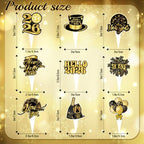 2026 New Year Cake Topper, 36Pcs Black Gold Elegant Cupcake Toppers for New Year's Eve Party Decoration Supplies