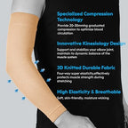KEKING® Compression Arm Sleeves, Firm 20-30mmHg Graduated Compression Full Arm Support for Recovery, Pain Relief, Tendonitis, Golfers & Tennis Elbow Brace, Workouts Sports - Latex Free Beige S