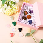 Qianyu 12pcs 0.8 Inches Hearts Healing Crystal Natural Mini Pocket Palm Thumb Love Gemstones Rose Quartz Polished Carved Spiritual Worry Stone for Meditation Body Chakra Reiki Energy Balancing